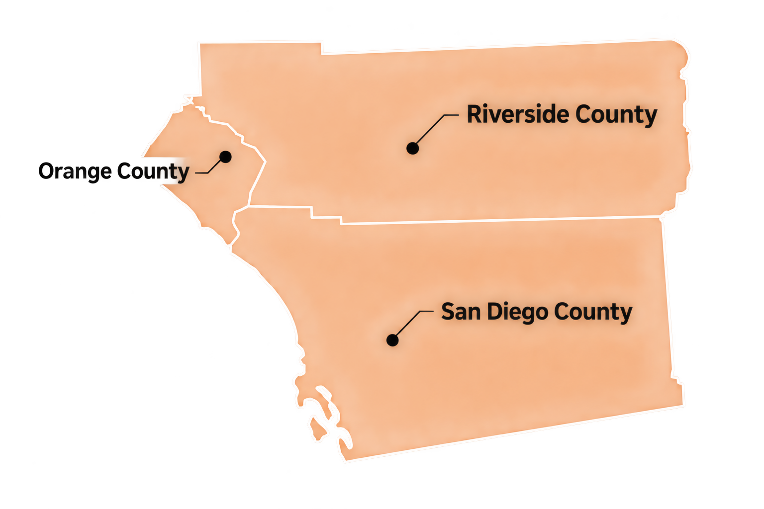 Southern California, San Diego County, Orange County, Riverside County